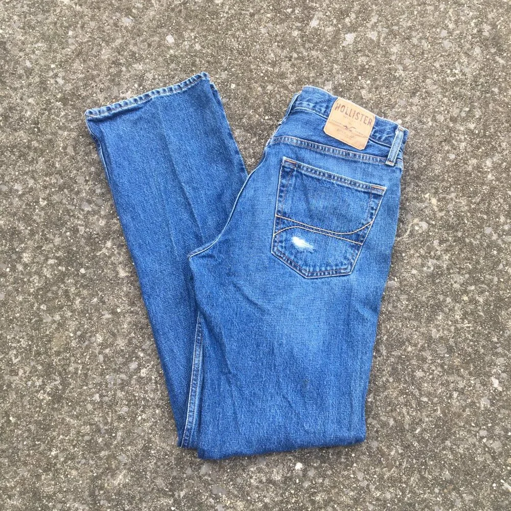 Hollister Jeans Mens Size 32 Button Fly Bootcut Distressed Grunge